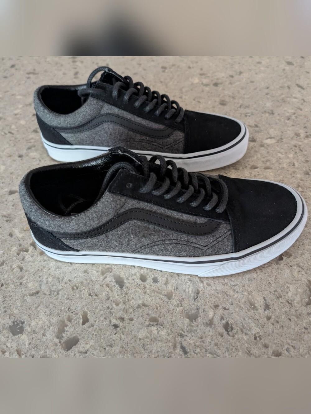 Vans Men’s Old Skool Sneakers in Black & Gray Wool